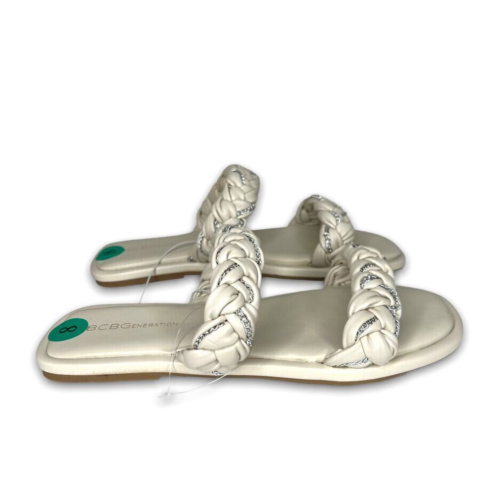 BCBGENERATION Tanya Cream Braided Strap Vegan Leather Slip On Sandal, Size 8 - Picture 3 of 12
